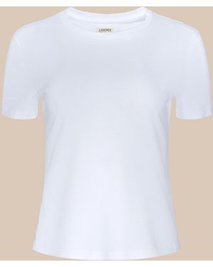 L'Agence Aileen Cotton Crewneck T-Shirt - Blue