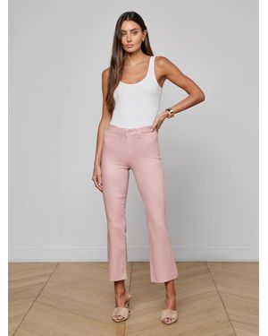 L'Agence Kendra Coated Cropped Flare Jean - Pink
