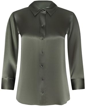 L'Agence Dani Silk Blouse Top - Green