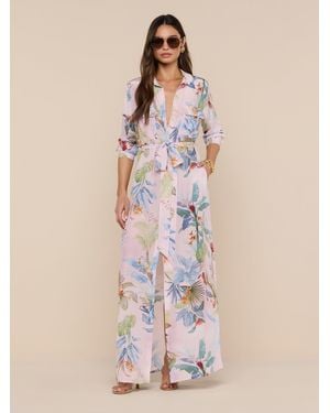 L'Agence Cameron Silk Shirt Dress - Natural