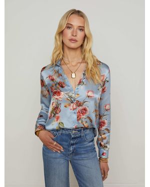 L'Agence Tyler Silk Blouse Top - Blue