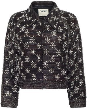 L'Agence Morrisa Embellished Leather Jacket - Black