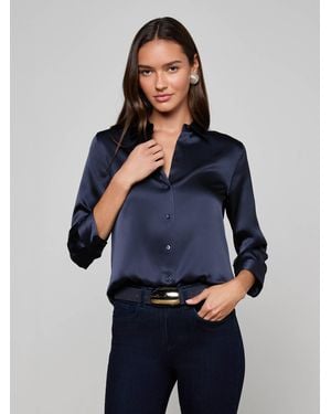 L'Agence Dani Silk Blouse - Blue