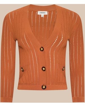 L'Agence Irvin Pointelle Knit Cardigan - Orange
