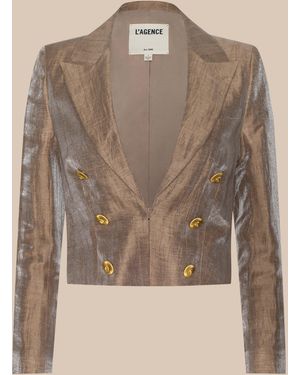 L'Agence Inez Cropped Blazer - Natural