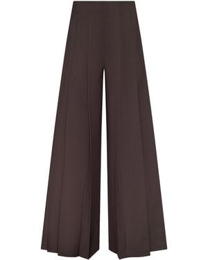 L'Agence Nova Pleated Wide-Leg Pants - Brown