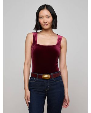 L'Agence Molly Velvet Bodysuit - Red