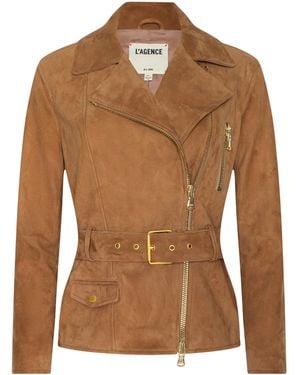 L'Agence 'Agence Dinah Suede Biker Jacket - Blue