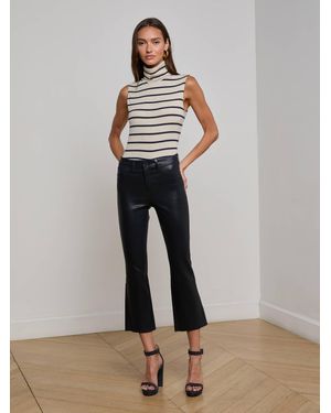 L'Agence Kendra Coated Cropped Flare Jean - Multicolour