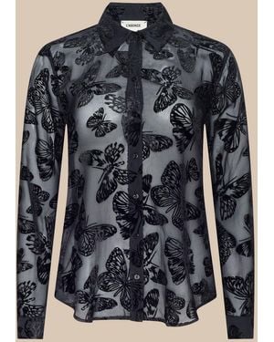 L'Agence Laurent Velvet Blouse Top - Blue