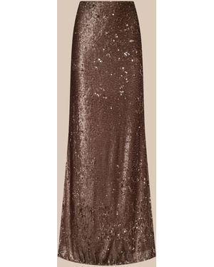 L'Agence Zeta Sequin Maxi Skirt - Brown