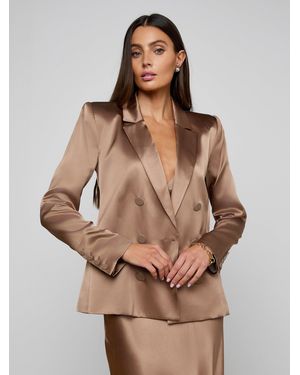 L'Agence Sena Silk Blazer - Brown