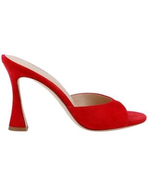 L'Agence Avery Suede Open-Toe Mule - Red