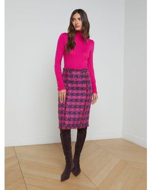 L'Agence Kitty Tweed Pencil Skirt - Pink