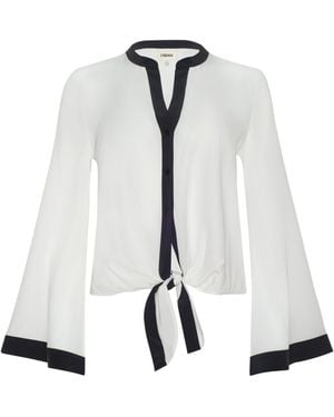 L'Agence Charlize Silk Blouse Top - Natural
