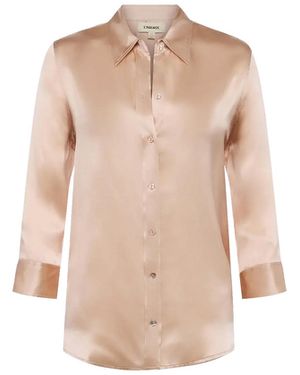 L'Agence Dani Silk Blouse Top - Natural