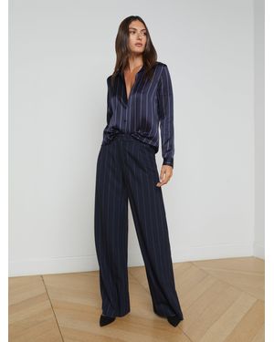 L'Agence Allanah Pinstriped Trouser - Blue