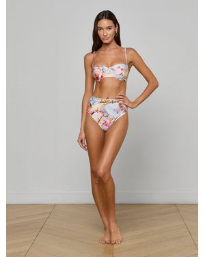 L'Agence Vanessa High-Waisted Bikini Bottom - Grey