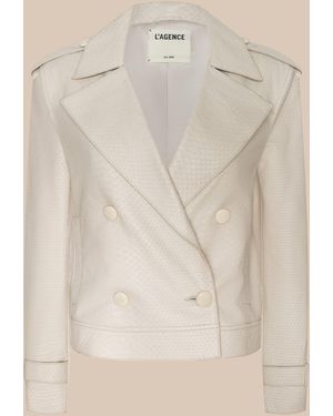 L'Agence Xoey Cropped Leather Trench Coat - Natural