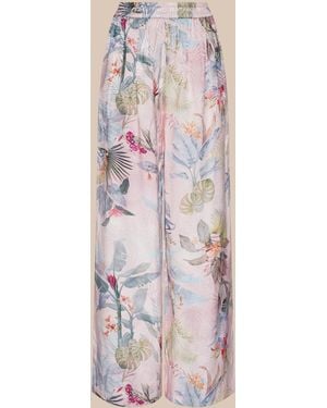 L'Agence Lillian Satin Wide-Leg Pants - Natural