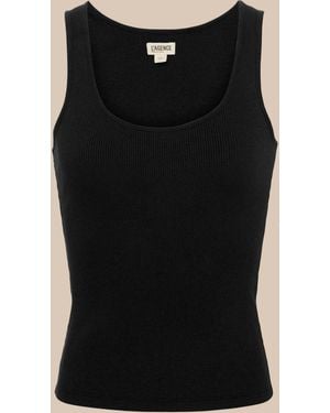 L'Agence Ribbed Knit Scoopneck Tank Top - Black