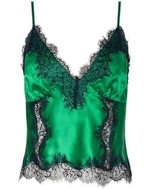 L'Agence Kimber Silk Lace Camisole - Green