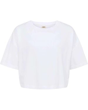 L'Agence Daria Oversized Cropped T-Shirt - White