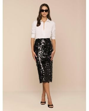 L'Agence Makena Sequin Pencil Skirt - Neutre