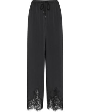 L'Agence Mirel Satin Lace Pants - Black