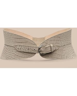 L'Agence Alexandra Croc-Embossed Corset Belt - Natural