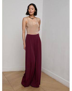 L'Agence Nova Pleated Wide-Leg Pants - Red