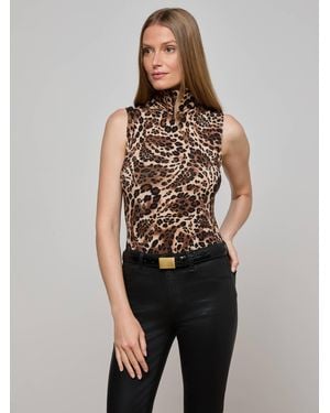 L'Agence Pull À Col Roulé Sans Manches Ceci, Cannelle À Imprimé Cachemire Léopard - Multicolore