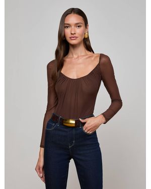 L'Agence Gwendolyn Mesh Bodysuit - Blue