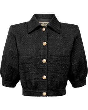 L'Agence Cove Cropped Tweed Jacket - Black