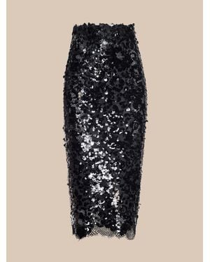 L'Agence Makena Sequin Pencil Skirt - Natural