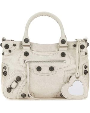 Balenciaga Chalk Nappa Leather Neo Cagole Tote M Handbag - White