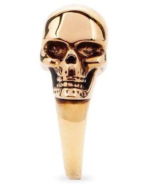 Alexander McQueen Skull Embellished Statement Ring - White