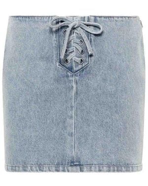 ROTATE BIRGER CHRISTENSEN Lace-Up Denim Skirt - Blue