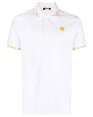 Versace Logo Piquet Polo Shirt - White