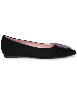 Ras Smile Applique Ballerina Flats - Black