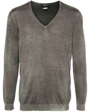 Avant Toi Camouflage Effect V Neck Pullover - Grey