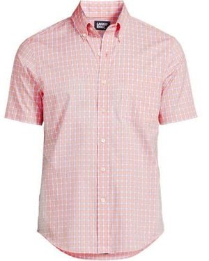 Lands' End Ultimativ-Hemd Mit Kurzen Ärmeln, Classic Fit, Herren, Größe:44-46 Regular, Elasthan/Baumwoll-Mischung/Polyester-Mischung, By - Pink