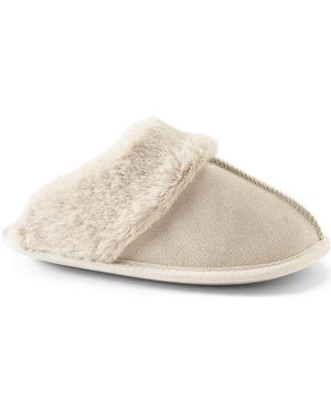 Lands' End Veloursleder-Pantoffeln, Damen, Größe Regular, Polyester, By - Natur