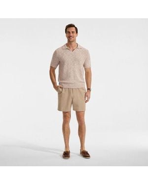 Lands' End Leinenmix-Polopullover Mit Kurzen Ärmeln, Herren, Größe:44-46 Regular, By - Natur