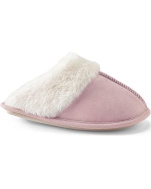 Lands' End Veloursleder-Pantoffeln, Damen, Größe Regular, Polyester, By - Pink