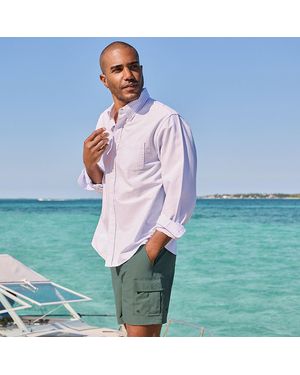 Lands' End Schnelltrocknende Upf 50 Cargo-Badeshorts, 18 Cm, Herren, Größe Regular, Elasthan/Polyester-Mischung, By - Blau