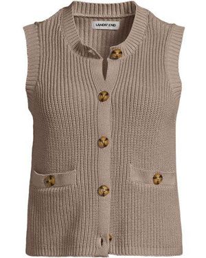 Lands' End Ärmellose Rippstrick-Weste, Damen, Größe Regular, Baumwolle, By - Braun