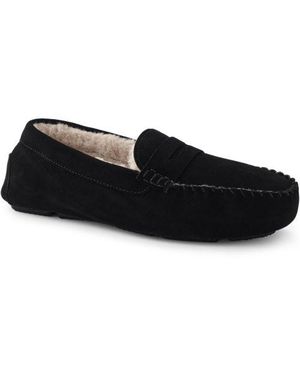 Lands' End Veloursleder-Mokassins, Herren, Größe Regular, Leder/Rauleder, By - Schwarz