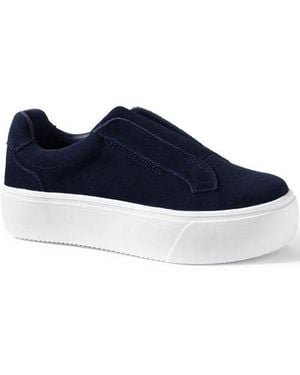 Lands' End Plateau-Sneaker Aus Veloursleder, Damen, Größe Regular, Rauleder, By - Blau