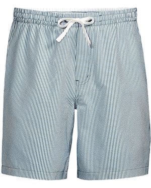 Lands' End Seersucker-Badeshorts Mit Hydroliner, 18 Cm, Herren, Größe Regular, Elasthan/Polyester-Mischung, By - Blau